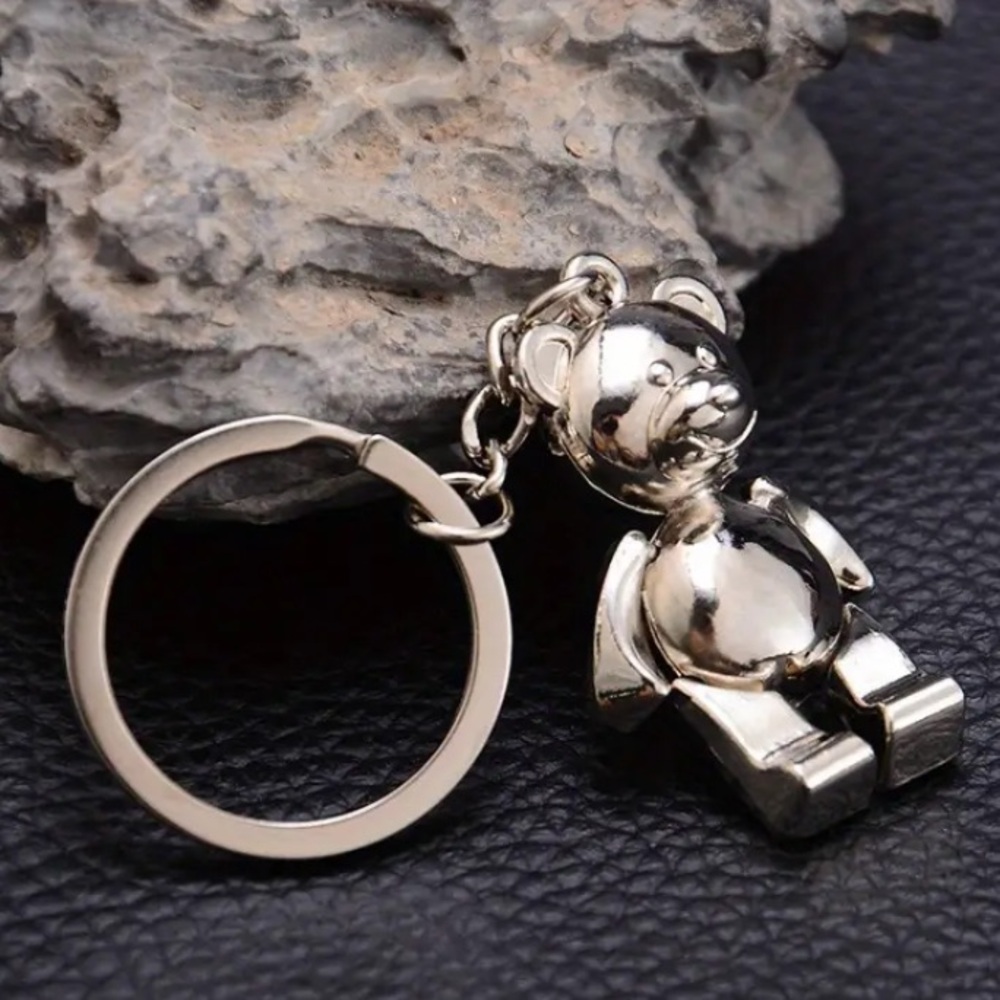 Jointed Silver Bear Bag Charm Key Chain